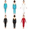 Ärmlös U-rygg Rynkad Mesh Bodysuit med Strass och Ärmar för Flickor Gymnastik Dans Tävlingsframträdande