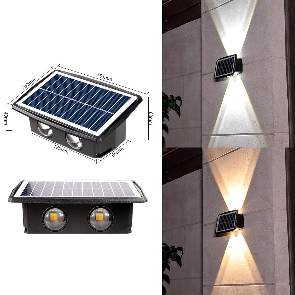 Lampă LED de perete pentru exterior, impermeabilă: Lumină solară cu funcție sus-jos pentru grădină și pereți exteriori