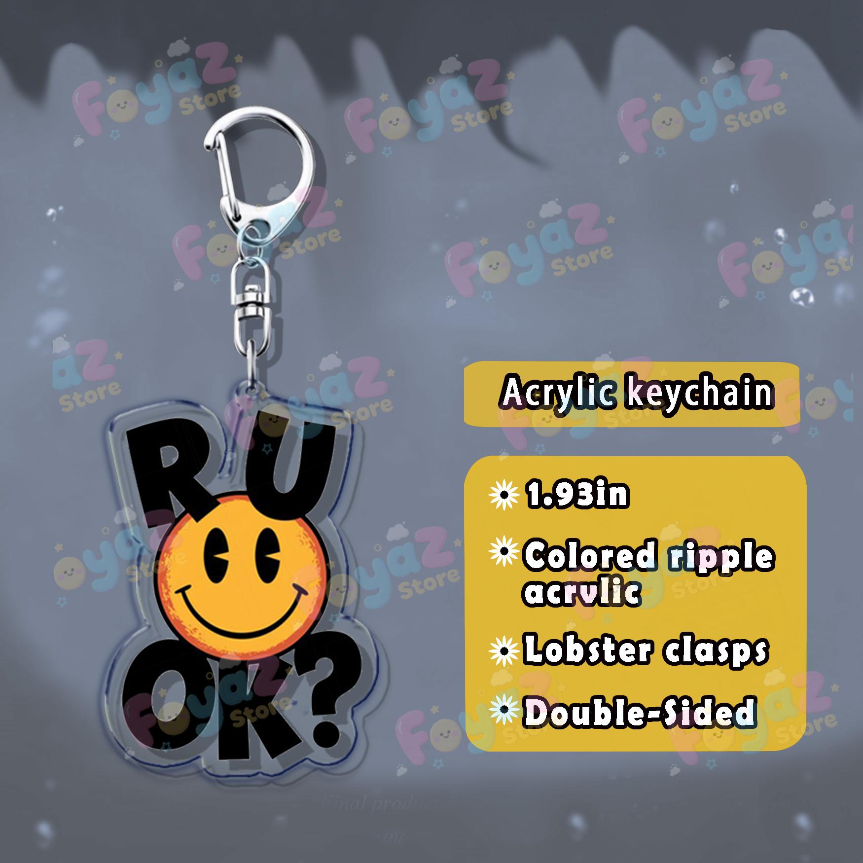 

Creative Quote R U OK Keychain Accessories Bag Charms Funny Smile Cartoon Keyrings Jewelry Fans Freinds Gift