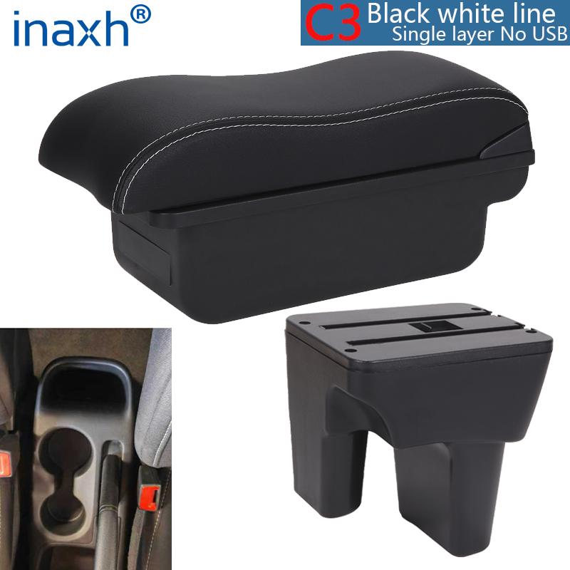 For HYUNDAI HB20 Armrest Box For Hyundai HB20 Car Armrest Interior Parts Center Storage Box Retrofit parts Car Accessories C3 Black white NoUSB