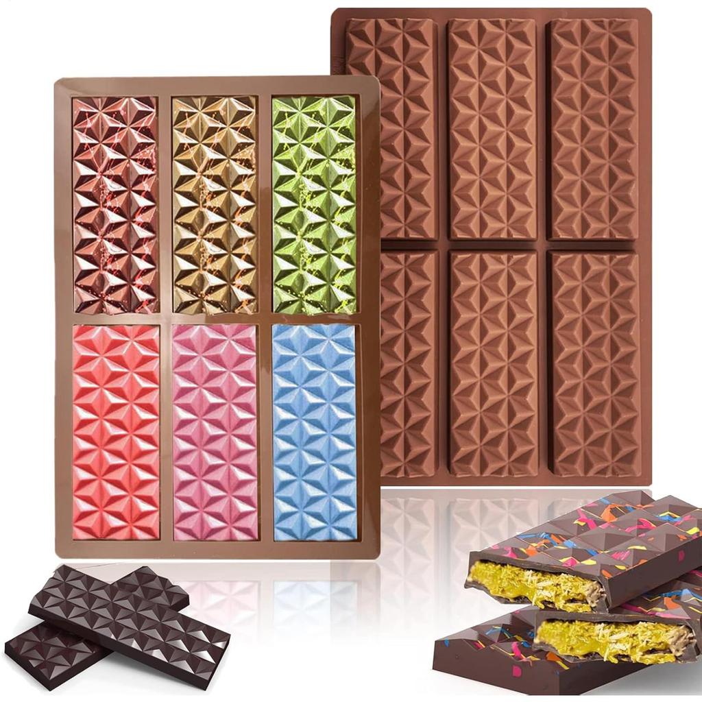Silicone Chocolate Bar Mold Deep Chocolate Silicone Mold Reusable 6-Cavity Brownie Truffle Baking Mould Non-Stick For Boys Girls
