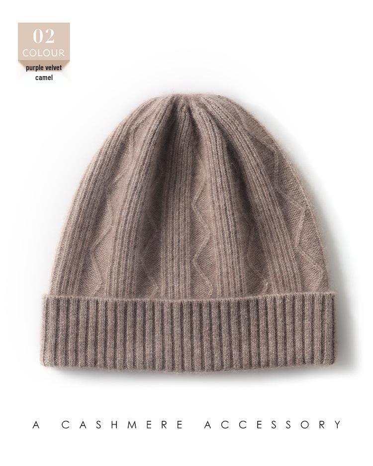 Unisex Wool & Cashmere Knit Beanie - Warm Winter Hat with Ear Protection