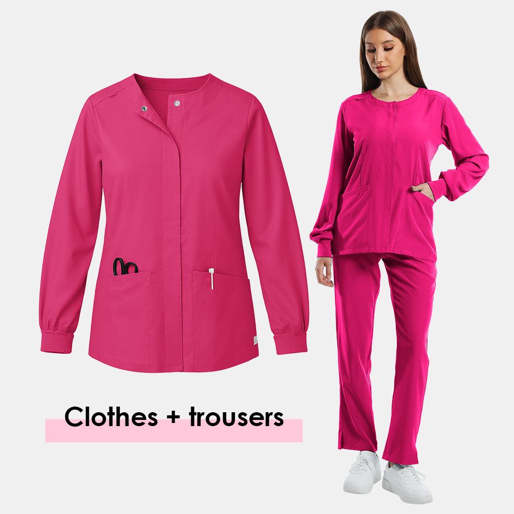 Women's Long Sleeve Stretch Scrub Set - Washable Nurse or Doctor Uniform