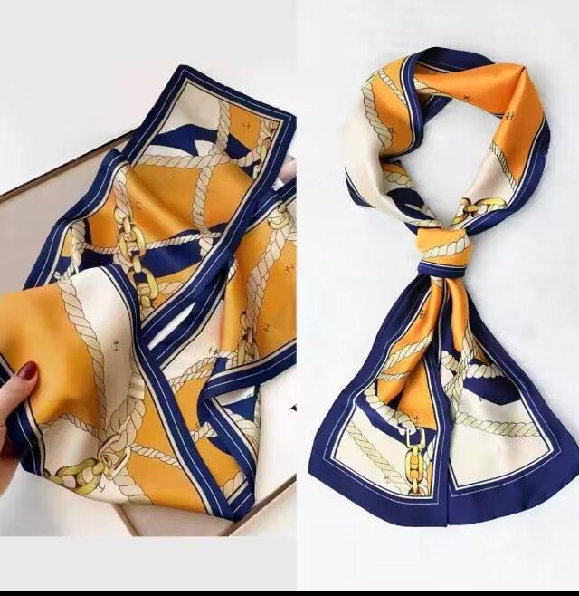 Luxury Design Silk Skinny Scarf For Women Fashion Hair Bands Neckerchief Soft Satin Lady Hands Bag Ribbon Neck Tie Scarf Female