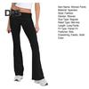 Women Pants Mid-rise Elastic Waist Adjustable Side Drawstring Long Trousers Solid Color Skinny Flared Pants Daily Wear