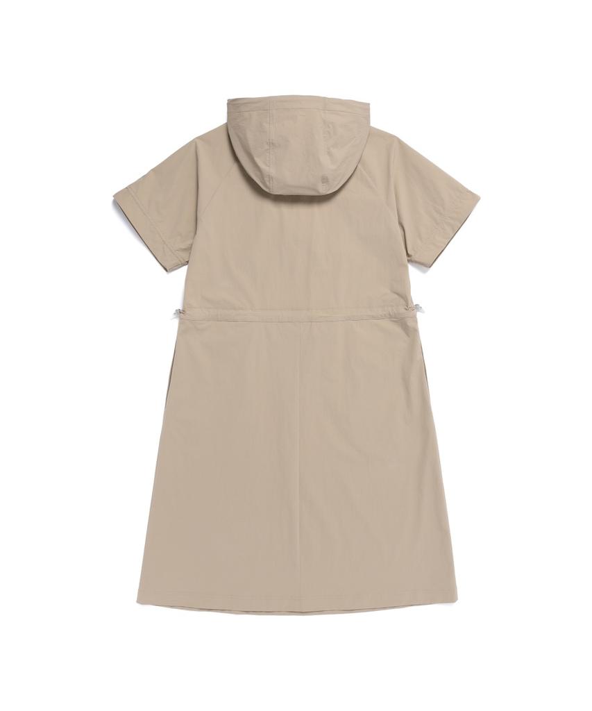 NATIONALGEOGRAPHIC N262Wop141 Women'S Freeze Stretch H-Line Hooded Short Sleeve Dress Mourning Beige