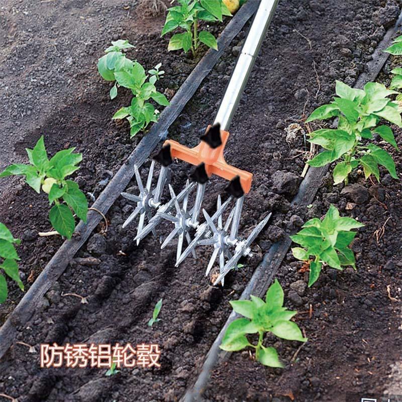 Cultivador Rotatorio Manual de Acero Inoxidable Herramienta de Jardín Azada Manual para Aflojar la Tierra y Deshierbar