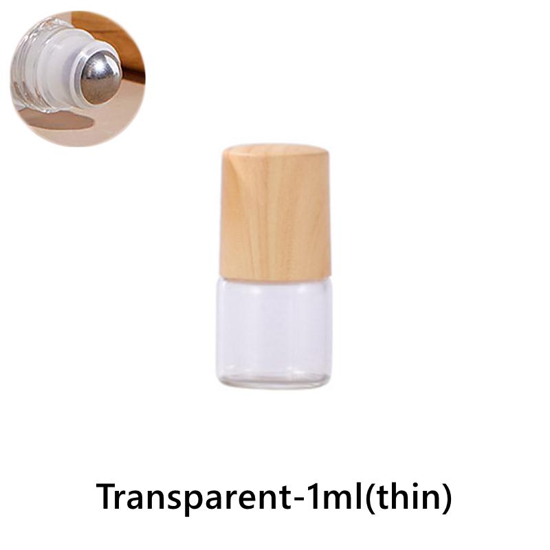 1/2/3/5/10ML Cosmetic Container Roll On Glass Bottles For Essential Oil Empty Perfume Bottle Refillable Container With Wood Lid