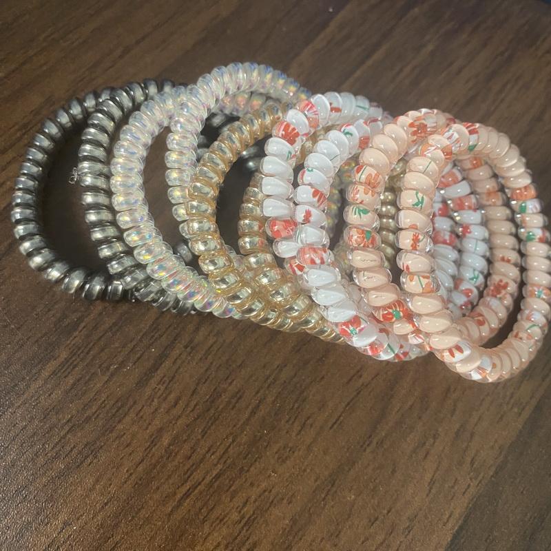 10 buc/set Elastice de păr tip arc de sârmă de telefon pentru femei, culori solide, elastice de păr pentru fete, elastic de păr tip scrunchie telefon