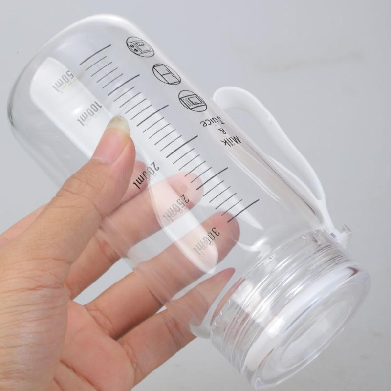 Leak Proof Microwave Safe Glass Drinkware 300ml With Measurement Scale Portable Water Bottle For Milk Juice Coffee