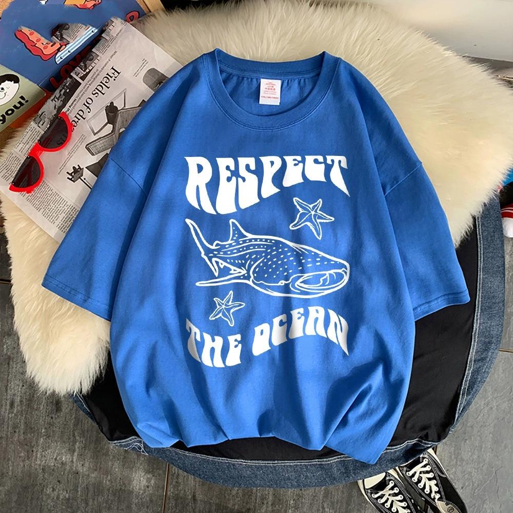 

Respect The Ocean Protecting Whales Print Mans T-Shirts Fitting Oversized T-Shirt Leisure Soft Tshirt Pleasure Breathable Tops XS синій