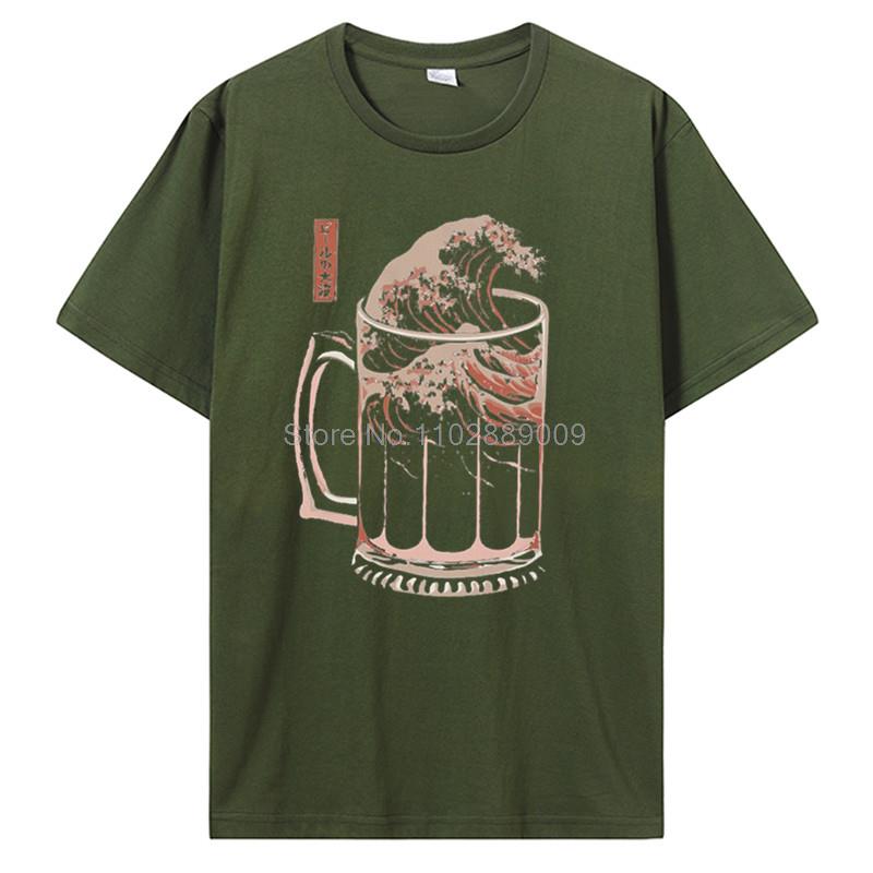 Die große Welle des Wochen-Craft-Bier-T-Shirts für Männer Betrunken Alkohol Trinken Vintage Baumwoll-T-Shirts Kurzarm-T-Shirt Lustige T-Shirts Oberteile