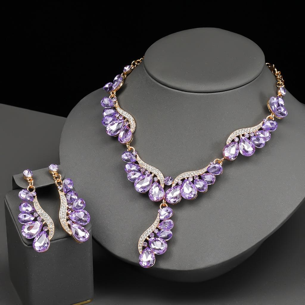 2025 New Design Colorful Bridal  Set For Women Necklace Earring Set Wedding Party Gifts