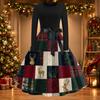 Women's Casual Vintage Christmas Print Neck Dress for Holiday Party