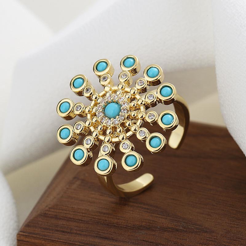 Zirconia Sunflower Adjustable Ring for Women - Rotating Anxiety Relief, Popular Jewelry Adjustable