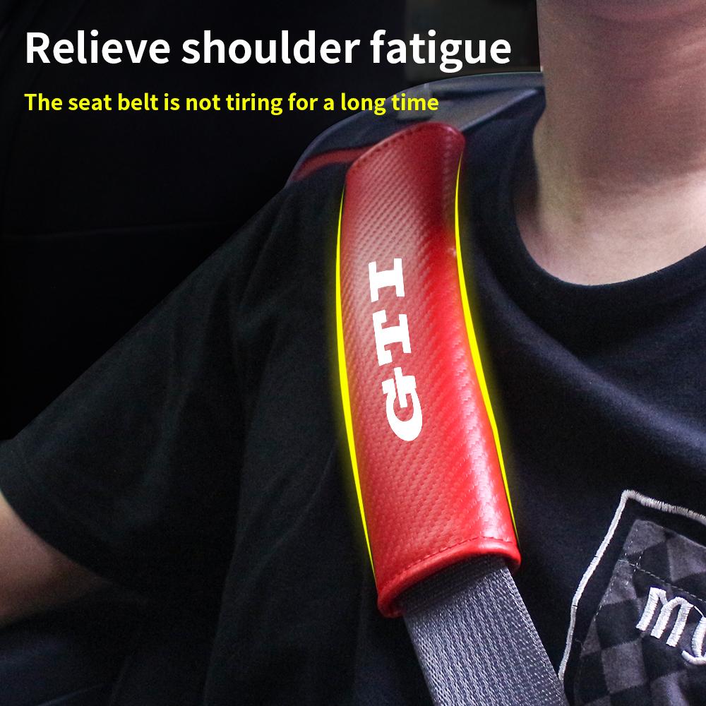 2026 Hot Sticker Car Seatbelt Shoulder Protector Cover Carbon Fiber Safety Belt Shoulder Cover Padding Pad For VW Volkswagen GTI