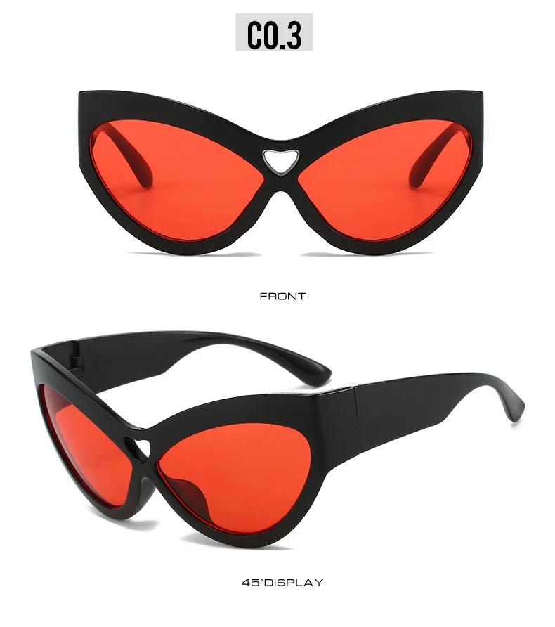 

Fashion Y2K Cat Eye Sunglasses Women Retro Big Butterfly Shape Hollow Eyewear Shades UV400 Trending Wide Legs Men Glasses