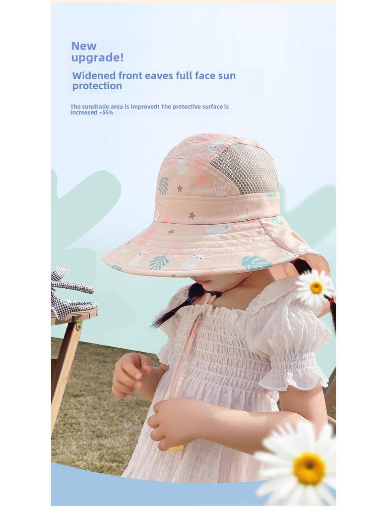 Dziecięcy kapelusz przeciwsłoneczny na lato: Ochrona UV, Uroczy design z szerokim rondem dla dziewczynek i chłopców