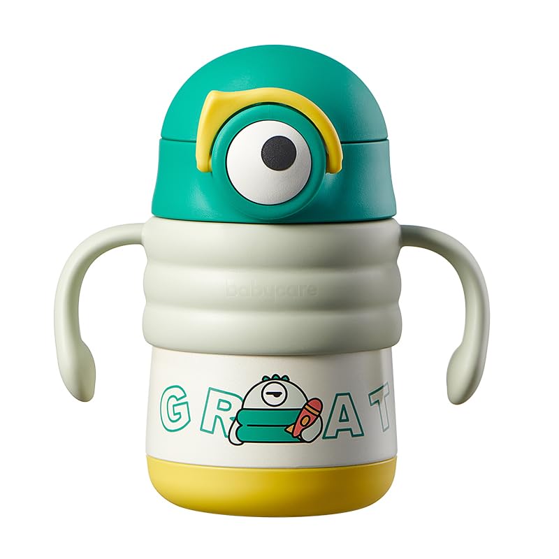 Stainless Steel Water with Cute Character Easy to Puddy for bc babycare Kids' Bottle, 280ml, Straw, Insulated, Lightweight, Design, Clean, Kids,