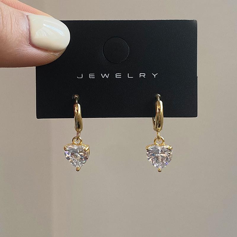 PONYKISS  Silver Heart Zircon Hoop Earrings for Women Party Trendy Fine  Minimalist Accessories