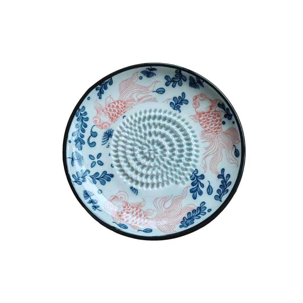 Retro European Ceramic Garlic & Ginger Grater Plate for Baby Food & Purees