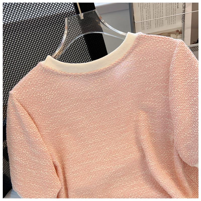 Kurzarm-T-Shirt für Damen im Sommer aus Eisseidenstrick