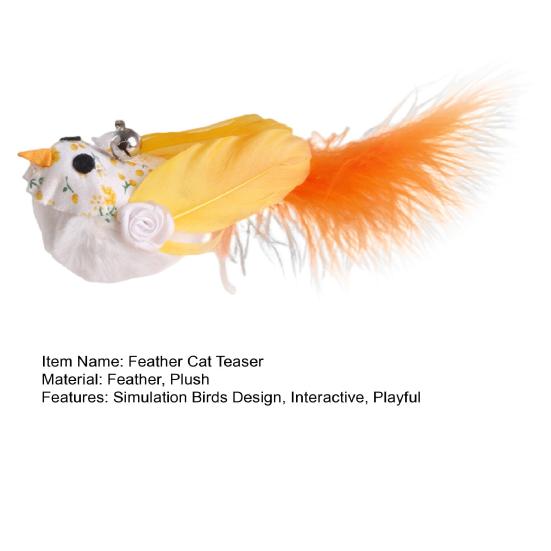 Cat Feather Toy Refill Simulation Birds Cat Lures Wand Attachment Interactive Wand Replacement Feather Toy for Indoor Cats