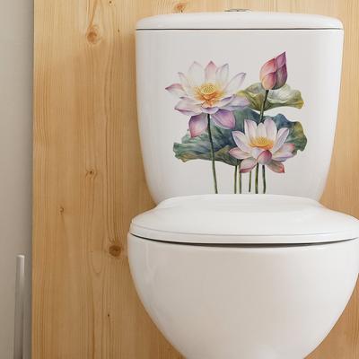 Simulation Bemalte Lotus Lotusblätter Badezimmer WC Aufkleber Heimverschönerungsaufkleber