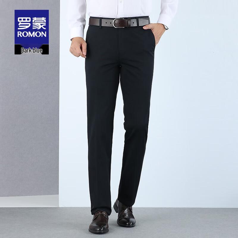 Luomeng Men's Thickened Fleece Straight-Leg Business Casual Pants
