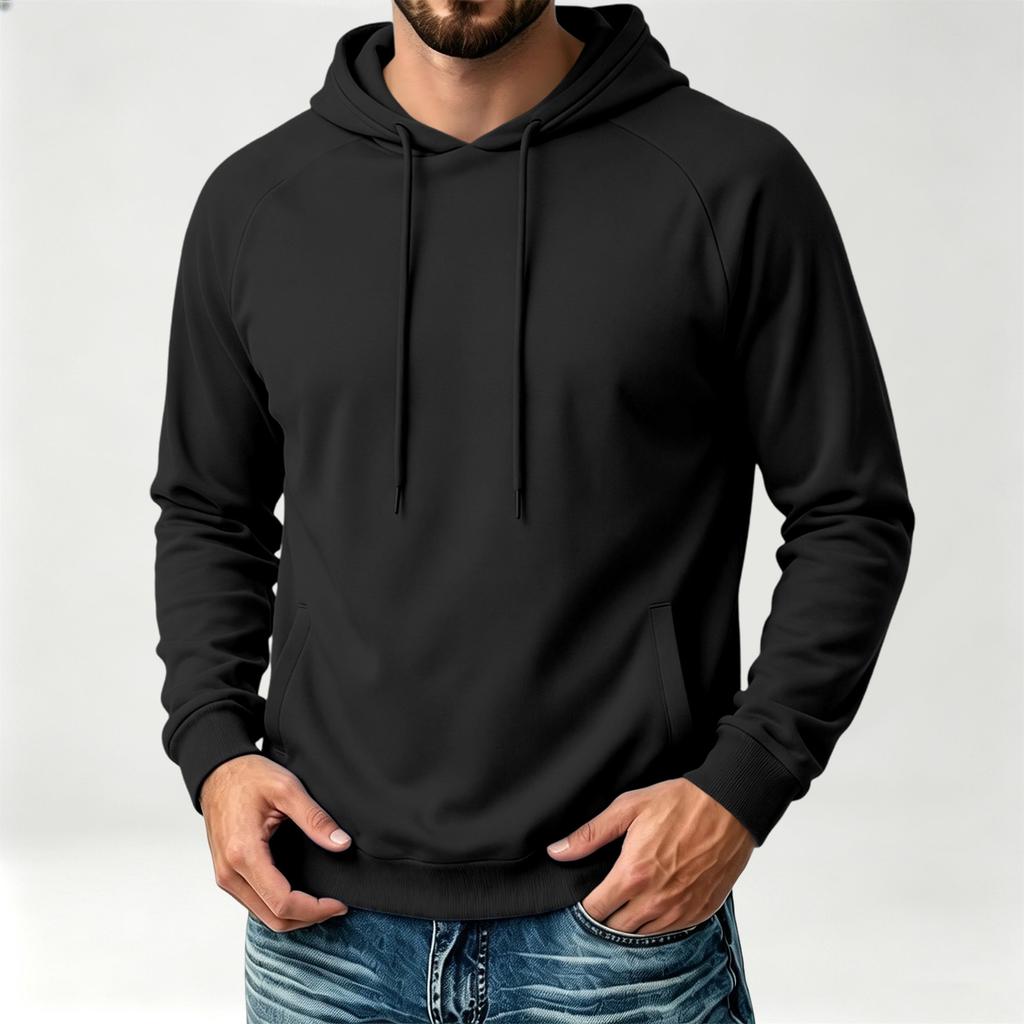 Stijlvolle Heren Hoodie met Raglanmouwen, Lange Mouwen, Casual Pullover Sweatshirt voor Dagelijks Gebruik