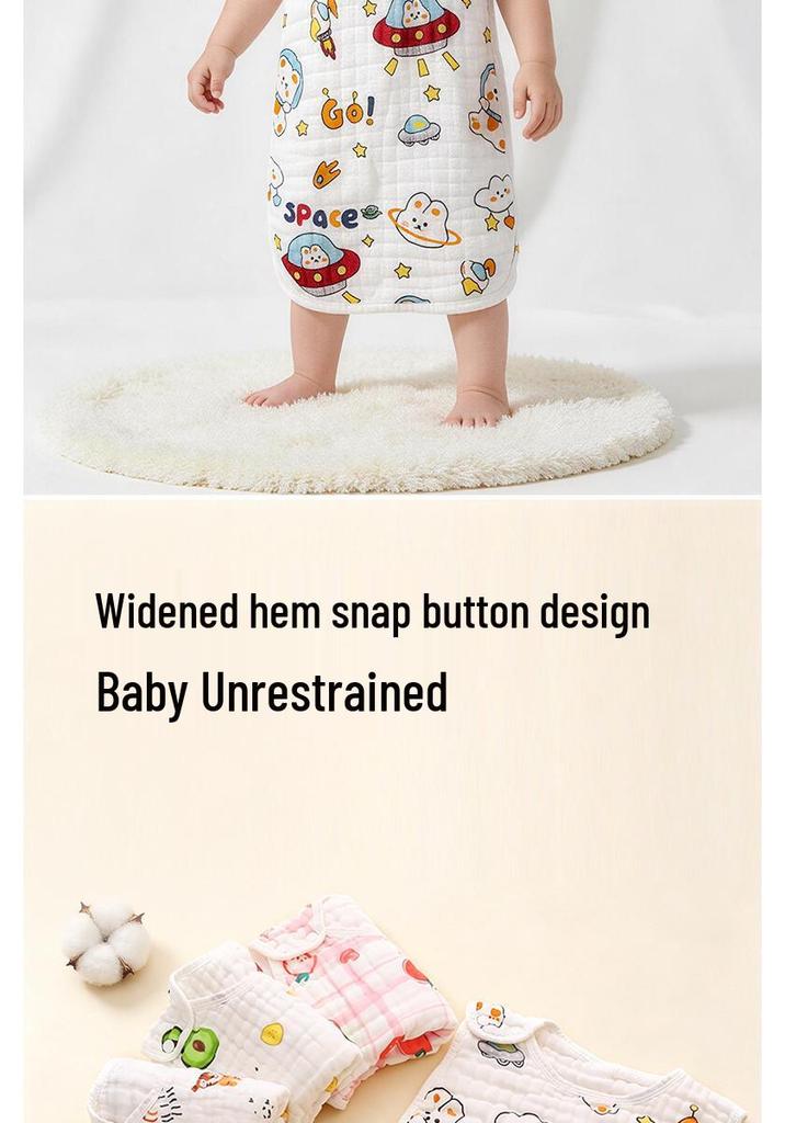 Class A Pure Cotton Baby Sleep Sack: Sleeveless, Gauze Material, Anti-Startle, Anti-Kick-Off, Perfect for Summer Air-Conditioned Rooms