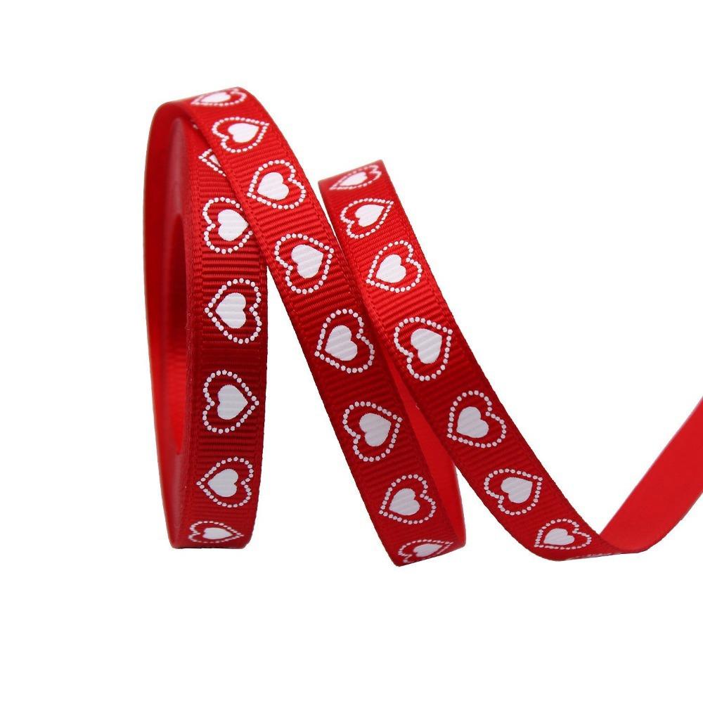 Single-Sided Heart Print Ribbon 5 Yards Bouquet Packaging Ribbon Gift Packaging Ribbon  DIY
