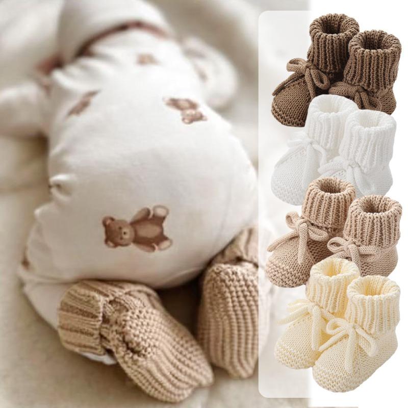 New Baby Bow Tie Knitted Sock Shoes Non-Slip Soft Sole First Walker Socks Cute Crawling Sock for Infants Toddler Footwear