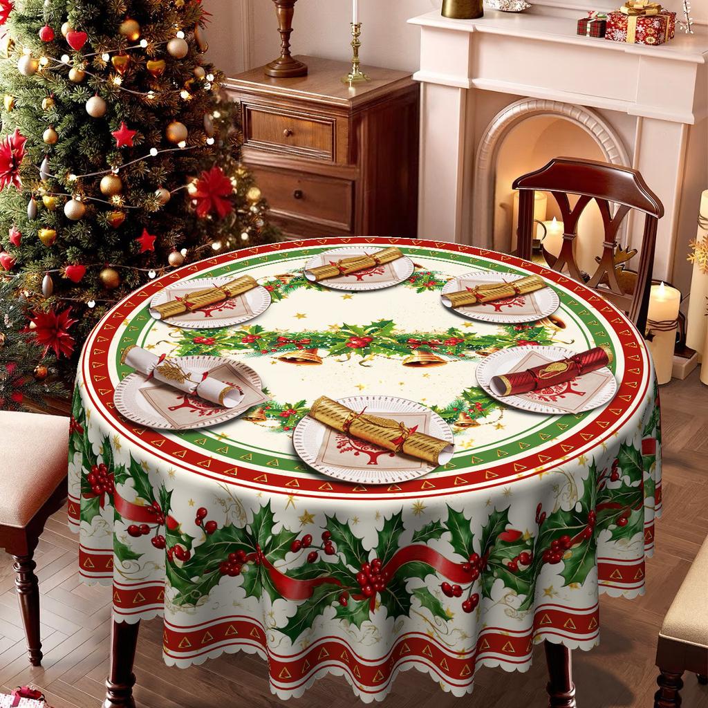 Vintage Pastoral Christmas Tablecloth Red Festive Party Decoration Tablecloth Table Fabric