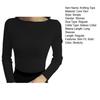 Women Knitting Tops Bateau Collar Long Sleeve Slim Fit Pullover Tops Solid Color Stretchy Bottoming