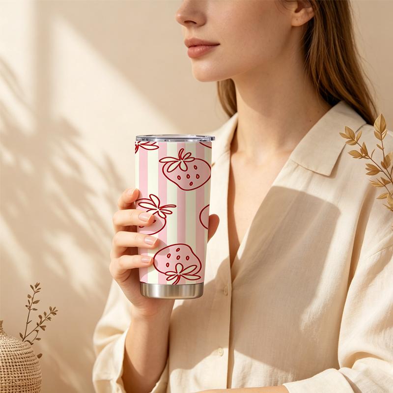 Car Tumbler 591ml Girl Strawberry Element Straw Cup Stainless Steel Tumbler Portable Tumbler Tumbler With Lid 20oz Car Straw Cup Car Tumbler 591ml