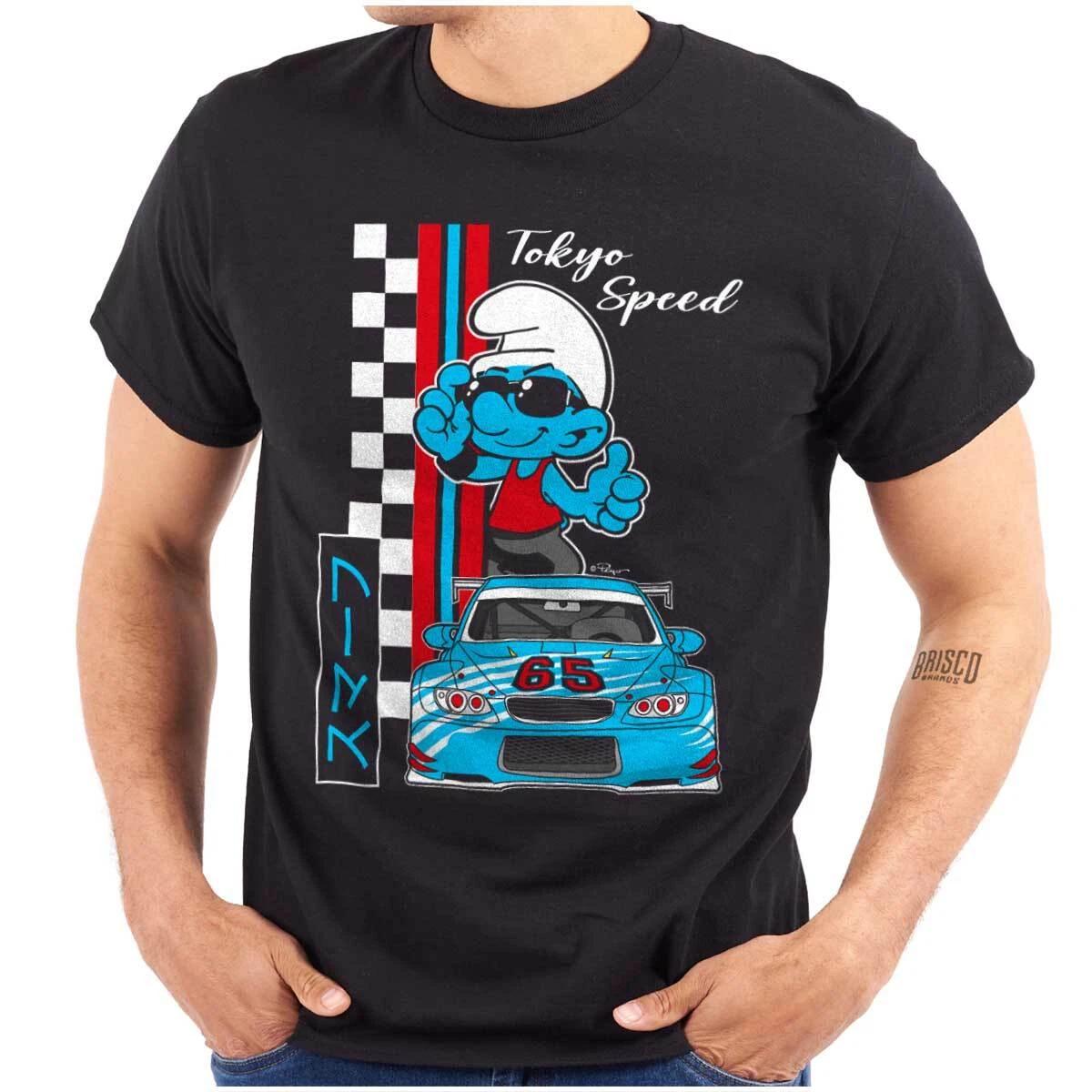 

The Smurf Kanji Tokyo Speed Racecar Driver Mens Casual Crewneck 100% Cotton T-shirt Mens Womens Tees Tops Tees XL