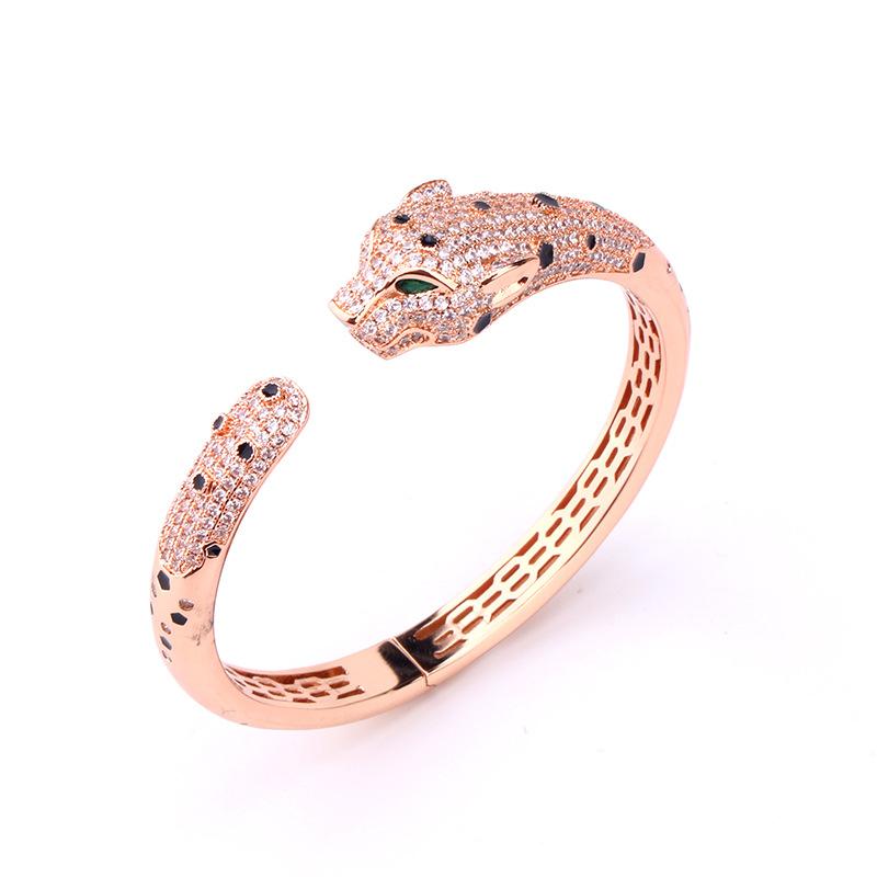 Style New Product Fashion Leopard Bracelet Micro Inlaid Gel Leopard Pattern Ring Bracelet Set for Women