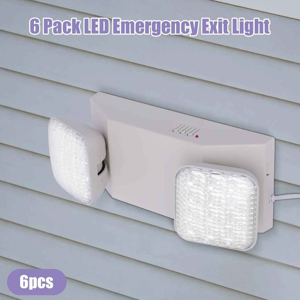 Emergency Light With Battery Backup 6 Pack Emergency Exit Lights Dual Head Adjustable Led Light Commercial Waterproof Lamp