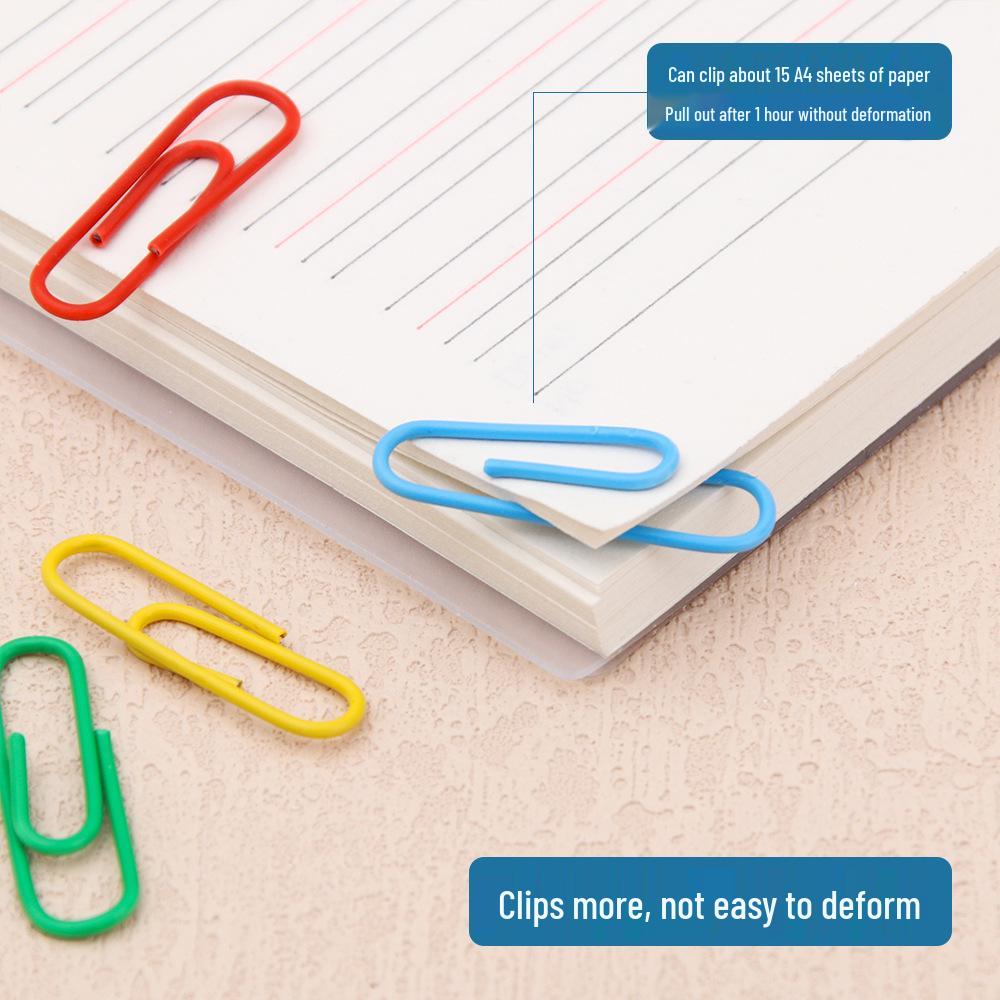 Colored Nickel-Plated Paperclip Dispenser (100 Pieces) - Creative Metal Bookmark and Office Stationery Clips