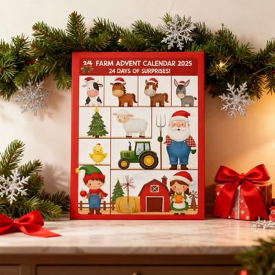 Yousheng Christmas Advent Calendar Farm Themed Design 24-Day Countdown Decoration Kid Surprise Advent Calendar Holiday Decor