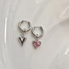 Sweet Pink Zircon Heart-Shaped Pendant Earrings For Women Simple Geometric Circular Ear Buckle Fashion Jewelry Accessories Gift