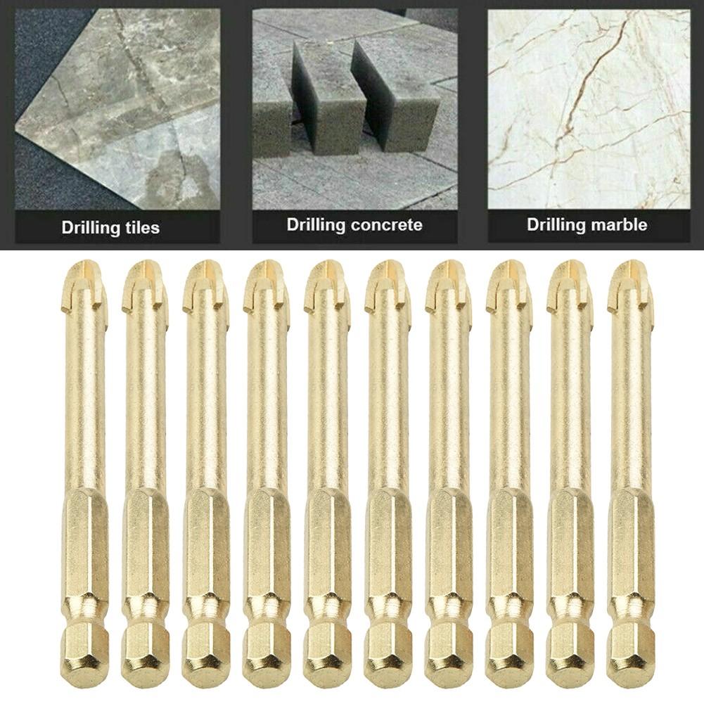 10X 8/10/12mmTitanium Ceramic Tile Marble Glass Drill Bits Spear Head Hex Shank
