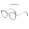 2026 Women's Fashionable Cat Eye Anti-Blue Light Glasses with Versatile Metal Frame and Plano Lenses