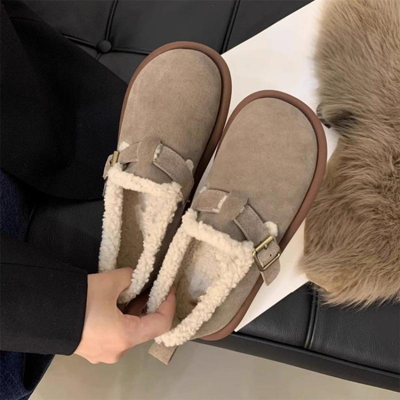 Soft-soled velvet women's new retro autumn and winter shoes thick-soled Doudou flat-soled warm fluffy cotton shoes