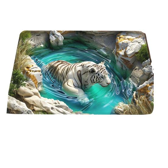 3D Visual Hole Rug Optical Illusion Floor Mat Realistic Hole Pattern Doormat Test And Play with Dog or Cat for Entrance Hallway Living Room