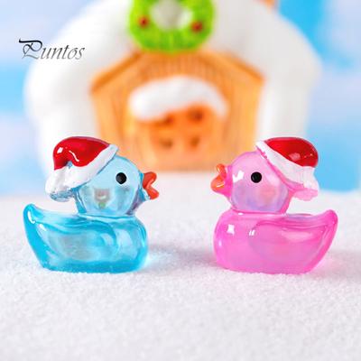 Weihnachtsschmuck, Miniatur-Ente aus Kunstharz, entzückende, im Dunkeln leuchtende Mini-Landschaftskreationen, Weihnachtsenten-Ornamente