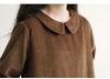 Japanese Style Corduroy Doll Collar Autumn A-Line Long-Sleeve Dress