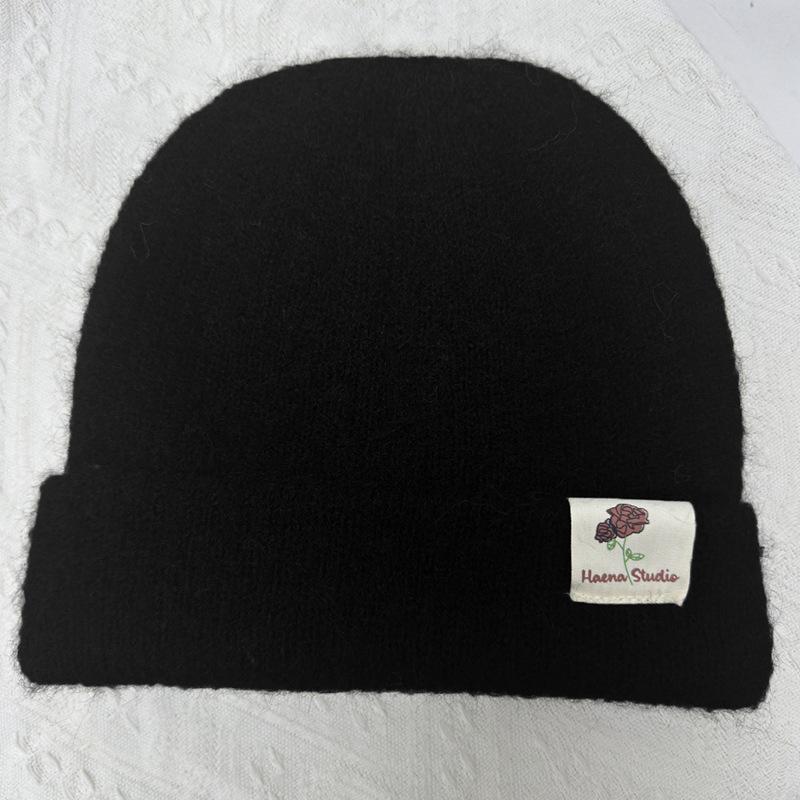 Autumn and Winter Hats for Women Solid Color Knitted Wool Hats Fashionable and Versatile Bag Head Hat Showing Face Small Warm Cold Hat