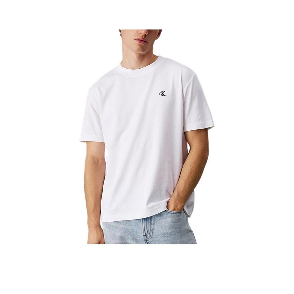 Calvin Klein Short Sleeve Letter Round Neck T-Shirt Men Tops White J30J327473-YAF